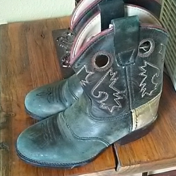 Olive & Red Coyboy/girl Boots Size 5 - Picture 3 of 8